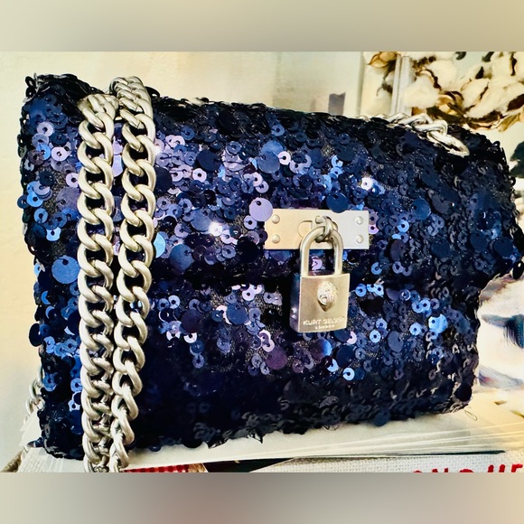 Kurt Geiger Handbags - Kurt Geiger Navy Sequin Blue Sequin Mini Braxton shoulder Crossbody Bag - NWT